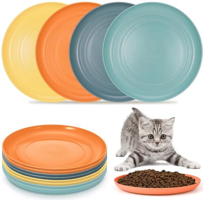 Golden crown - Kattenvoer schaal - Ondiepe kattenkommen - Duurzaam en gebruiksvriendelijk - Set van 8 - Kattenbakken voor voer en water - Ideaal voor ki...