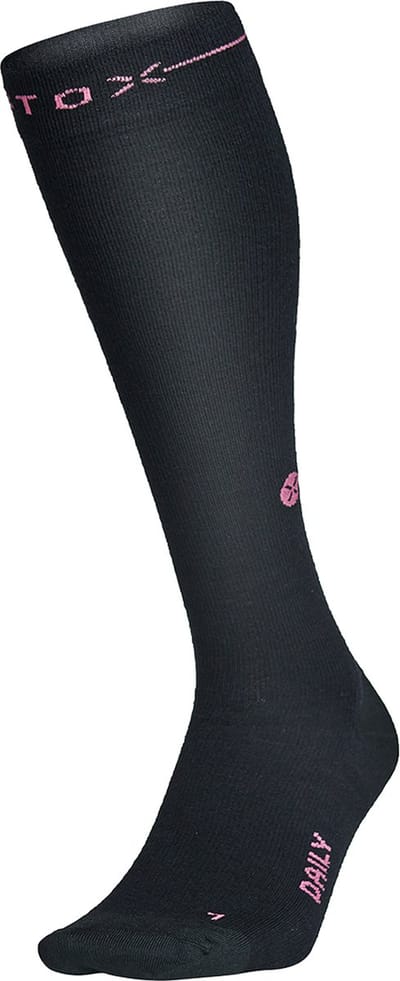 STOX Energy Socks Merino Everyday Sokken Dames - Compressiekousen - Zwart / Fuchsia - Merino Wol Compressie Sokken - Naadloos - Steunkousen - Maat: 38-40