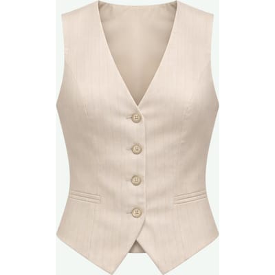 grijs vest vrouw licht beige