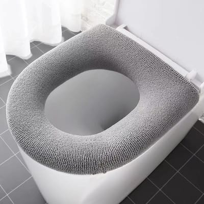 Grijze, warme toiletbrilhoezen - Universele maat - Zacht, warm en comfortabel - Set van 2 - Grijs voor thuisgebruik