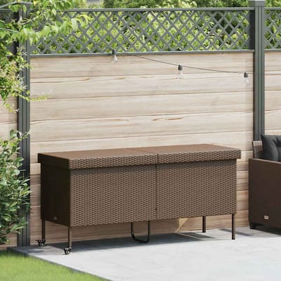 vidaXL - Tuinbox - met - wielen - 160x55x75 - cm - poly - rattan - bruin