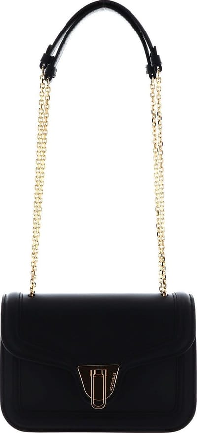 COCCINELLE Leren Schoudertas Marvin Twist Handbag Smooth Calf Leather Noir Zwart