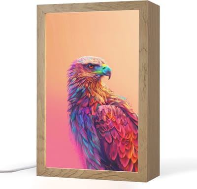 Nachtlampje 20x30 cm - Kinder lampje - Arend - Vogel - Kleurrijk - Dier - Tafellamp kinderkamer - Slaapkamer lamp - Bedlamp kinderen - Kinderlampje stopcontact - Wandlamp babykamer - Nachtlampjes