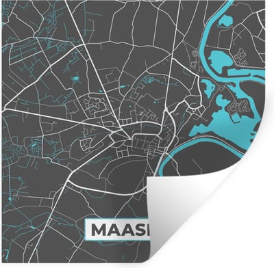 Muurstickers - Sticker Folie - Kaart – Plattegrond – Stadskaart – Maaseik – België - Grijs - 100x100 cm - Plakfolie - Muurstickers Kinderkamer - Zelfklevend Behang XXL - Zelfklevend behangpapier - Stickerfolie