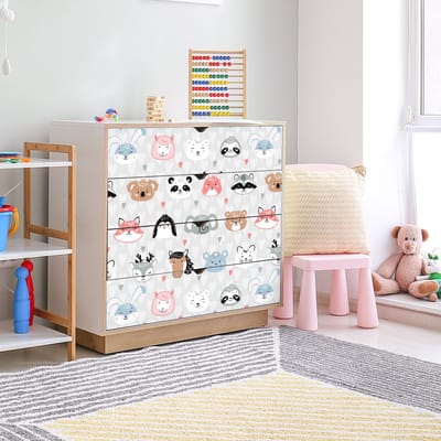 Kindermeubelsticker met Scandinavische dierenliefhebbers, 40 x 60 cm