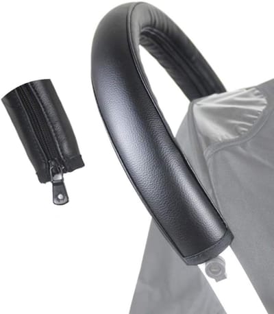 SnelShoppen - Baby Stroller Accessories Armrest Handle Covers PU Leather Beschermhoes voor Babyzen Yoyo Yoya Strollers - Zwart, 53x11.5cm