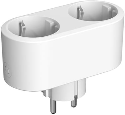 Slim dubbel stopcontact – 16A wifi-stekker met spraakbediening, timer, energiemeter en back-upfunctie bij stroomuitval, geschikt voor huishoudelijke apparaten.