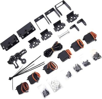 Robotic Arm met Grijper en Servo, 6DOF Mechanisch Model voor Educatieve Projecten, Metaal, 180° Beperkingshoek, Zwart, Industrieel Robotica Kit