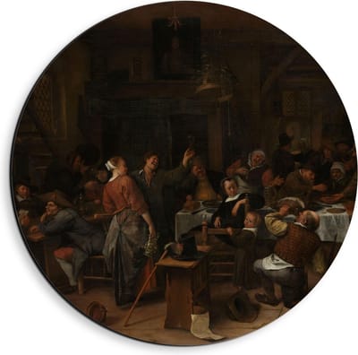 Dibond Wandcirkel - Oude Meesters - Prinsjesdag, Jan Havicksz. Steen, 1660 - 1679 - 40x40cm Foto op Aluminium Wandcirkel (met ophangsysteem)