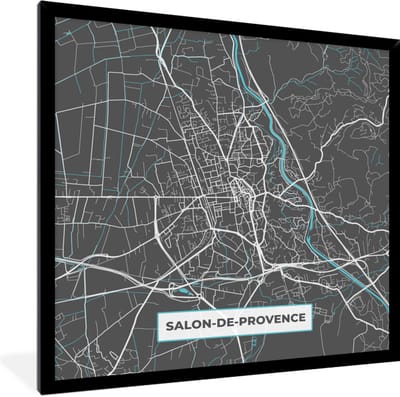 Fotolijst incl. Poster - Frankrijk - Salon-de-Provence - Plattegrond - Kaart - Stadskaart - 40x40 cm - Posterlijst