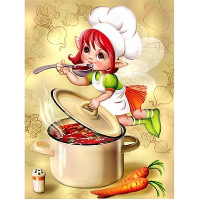 5D DIY Diamond Painting Cartoon Elf Handcraft Art Kit Woondecoratie 20X30CM beige