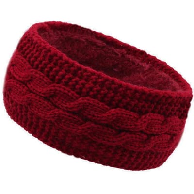 Zachte & Knusse Geribbelde Fleece Gebreide Elastische Hoofdbanden Warme Oorwarmers voor Vrouwen met Klassiek Strikontwerp rood