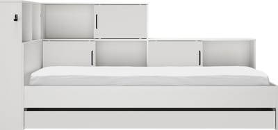 Tienerbed Erwann Wit met opbergruimte - 90x200 en Lattenbodem