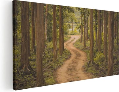 Artaza Canvas Schilderij Bos - 40x20 cm - Klein - Wanddecoratie Landschap - Muurdecoratie Bospad - Schilderijen Op Canvas Natuur