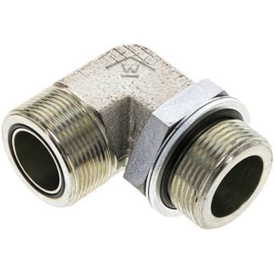 UN 1-11/16''-12 x G 1 1/4'' Buitendraad Verzinkt Stalen L-Fitting 90graden ORFS 250 Bar - Hydrauliek - FL2E-M-EZE-111U-114G-O