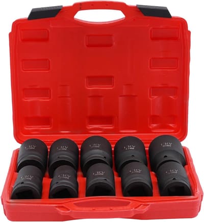 Slagmoersleutelset - Dopsleutel set - Auto reparaties - 10-delig - 24-46 mm - Zwart