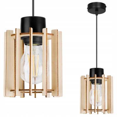 Light-Home TIMBER – Hanglamp – Hout – 1-lichts – Hoogte Verstelbaar – E27