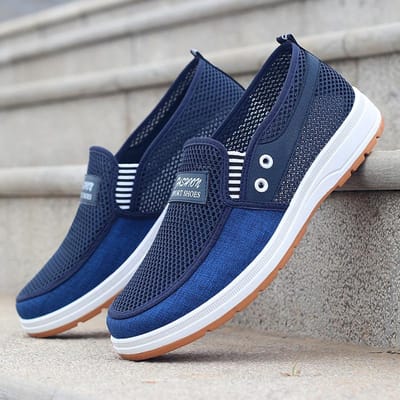 Zomersportschoenen Heren Ademende Mesh Schoenen Klompen Casual Mesh Schoenen Werkschoenen Stoffen Schoenen Heren Trendy Casual Sportschoenen 44 blue