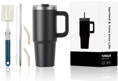 Ice King" Reismok 900ml - Geïsoleerde Drinkbeker voor in de Auto - Inclusief Siliconen Mondstuk - RVS 304 - Blijft 8 Uur Ijskoud