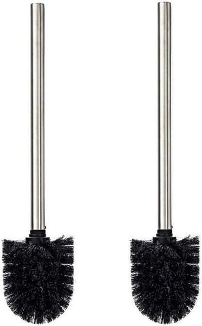 Lifetime Universele toilet borstel zwart / met RVS handgreep / Wc borstel / Toiletborstel - Set van 2