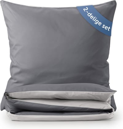Blumtal Dekbedovertrek Set Tweekleurig - Luxe Beddengoed - 2 x Dekbedovertrek 135 x 200 cm - 2 x Kussensloop 80 x 80 cm - Grijs en Lichtgrijs