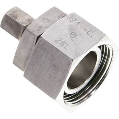 6L & 28L RVS Rechte Knelfitting Draaidoorvoer 160bar FKM O-ring en Afdichtconus ISO 8434-1