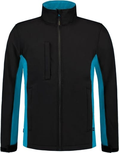 Tricorp soft shell jack bi-color - 402002 - zwart/turquoise - maat XS