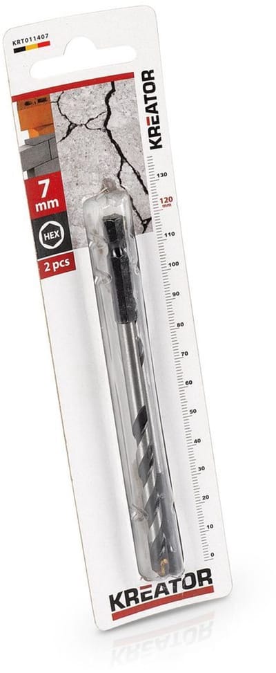 Kreator Zeskant-steenboor KRT011407 - Zeskant-steenboor Ø 7 x 120mm - 2 st.