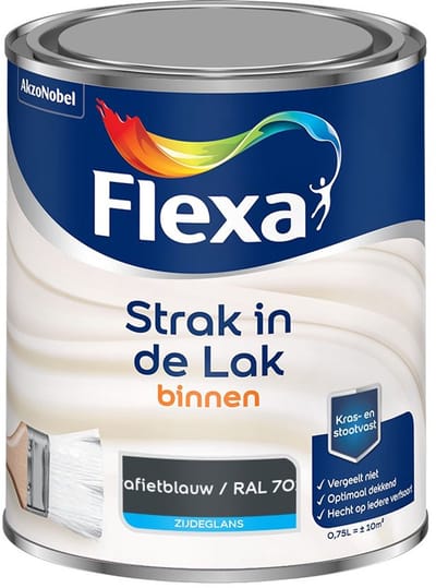 Flexa - Strak In De Lak Binnenlak Zijdeglans - Grafietblauw / Ral 7016 - Mengverf - 750 Ml