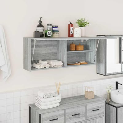 vidaXL - Badkamerwandkast - 100x25x40 - cm - bewerkt - hout - grijs - sonoma - eiken