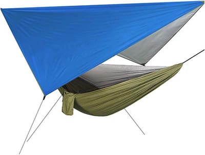 Kampeerhangmat met net - Reishangmat tentzeil - Buiten ontspannen - 3-in-1 functie - 260 x 140 cm - One Color