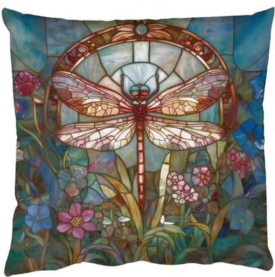 Sierkussens - Kussentjes Woonkamer - 50x50 cm - Libelle - Mozaïek - Bloemen - Kleurrijk