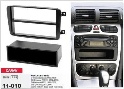 1-DIN MERCEDES-BENZ C-klasse (W203) 2000-2004; CLK-klasse (W209) 2002-2006; G-klasse (W463) 1998-2006; Viano (W639) 2003-2006; Vito (W639) 2003-2006  w/pocket afdeklijst / installatiekit Audiovolt 11-010