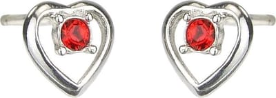 Traveller Oorbellen - Meisje - Hart - Rood - Zilver 925 - Kristal - Preciosa Crystals - 7 x 6 mm - Dushi - 545227