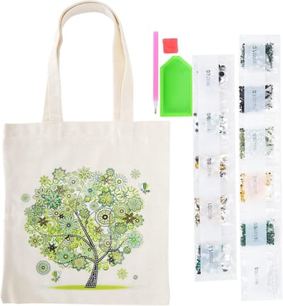 Herbruikbare Diamant Schilderen Tas, Handgemaakte Tote Bag van Leer voor Creatieve Projecten en Winkelen