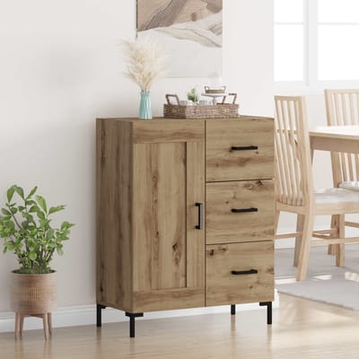 vidaXL - Dressoir - artisanaal - eikenkleurig - 69.5 - x - 34 - x - 90 - cm - Bewerkt - hout