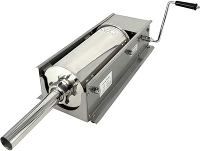 HCB® - Professionele Horeca Worstvuller - horizontaal - 5 liter - RVS / INOX - Worstenmaker - Worstmachine - 23x50x17.5 cm (DxBxH) - 15 kg - 7443
