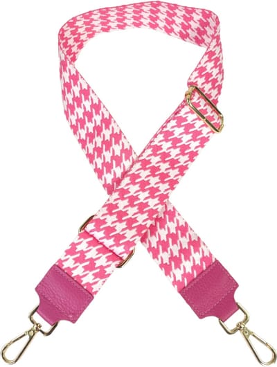 Qischa® Bag strap - Tassenriem - Schouderband - Schouderriem - Tassen Riem - Tas Hengsel - Verstelbare Riem - fuchsia - wit - gouden hardware