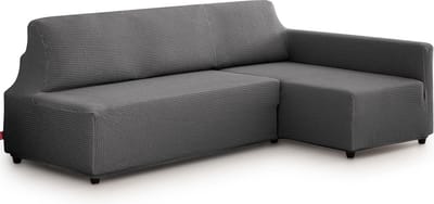 Belmarti® Bankhoes Bali Chaise Longue Rechts 195-220cm breed - Donkergrijs - geschikt voor banken zonder armleuningen - multi-elastische kwaliteit met uitzonderlijk aanpassingsvermogen
