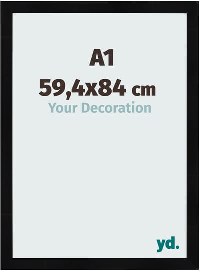 Your Decoration - Fotolijst A1 59,4x84 cm - MDF - Zwart Hoogglans - Pisa