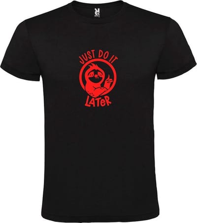Zwart T shirt met print van " Just Do It Later " print Rood size XS