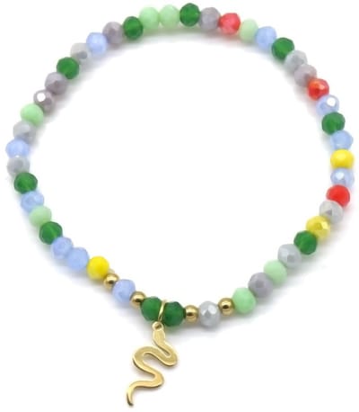 Kralenarmband - kralen - armband - elastiek - sieraad - accessoire - goudkleurig - multicolor - slang - dieren - natuur - jungle - hip - trendy - tijdloos - geschenk - cadeau - feest - feestdagen - verjaardag - dames - vrouwen - unisex – heren