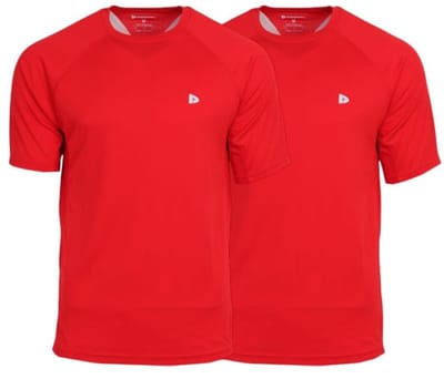 2-Pack Donnay - Sportshirt (André) - T-Shirt - Heren - Poppy-red (041)- maat S