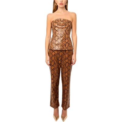 AmyLynn Mouwloze buiktop met slangenprint voor dames (Bruin)