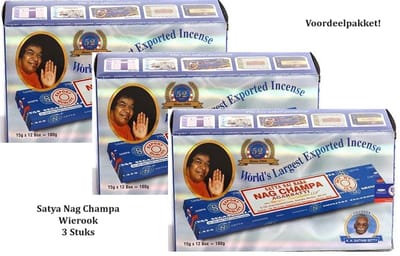 Satya Nag Champa Agarbatti klassiek staafjes 3 dozen van 12 pakjes (15 gram per pakje ) wierook| 36 pakjes van 15gram| 3 dozen