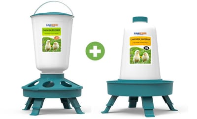 UniEgg® Slimme voerbak 1,5 kg + drinkbak 1,5 liter (Groen) - automatisch en innovatief - met 3 standen - drinkbak voor kuikens kip, kwartel en ander pluimvee of gevogelte