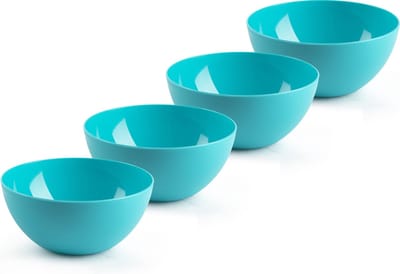 Plasticforte kommetjes/schaaltjes - 4x - dessert/ontbijt - kunststof - D17 x H8 cm - blauw
