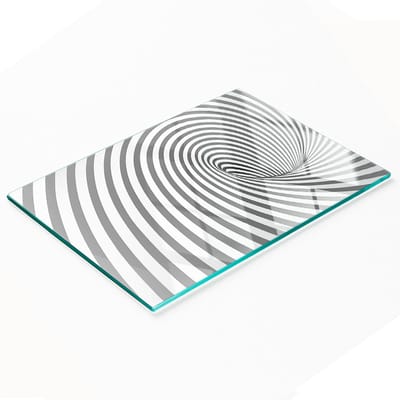 Keukenplank van gehard glas met spiraalvormig patroon en strepen, 80x52 cm