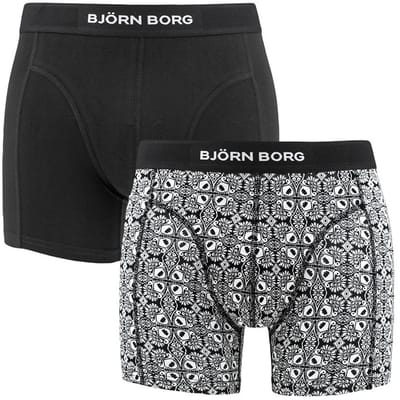 Björn Borg heren premium cotton stretch 2P boxers flowers wit & zwart