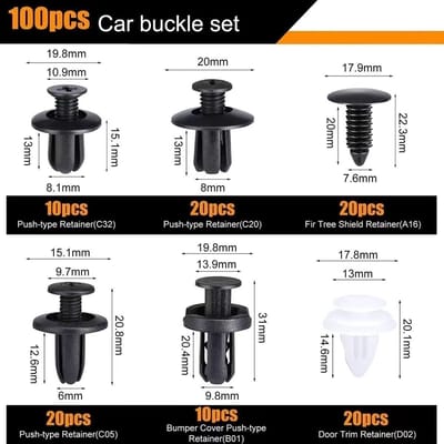 Bevestigingsclips Set - Reparatieset Auto - Auto Onderhoud - Compleet Pakket - 100 Stuks - Normaal